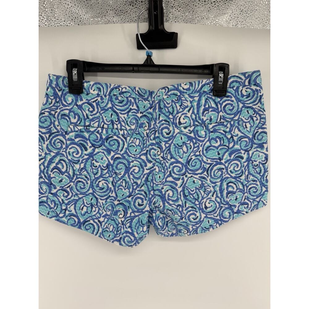 Lilly Pulitzer Adie Chino Shorts Womens 6 Chasing Tail Blue White 4" Inseam - Picture 4 of 8